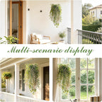 dallisten 4Pcs Fake Hanging Fern Plants for Outdoors, UV Resistant Artificial Ferns Greenery Vines Faux Trailing Plants for Indoor Wall Porch Wedding Boho Home Garden Decor(4PCS WhiteGreen Ferns)