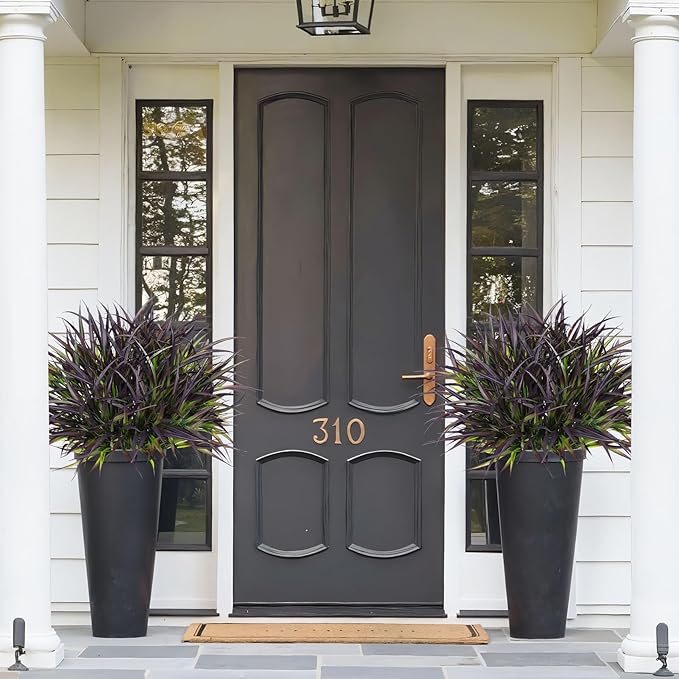 16 Pcs Artificial Plants Outdoor Fake Grass Faux Greenery Stems UV Resistant Plastic Plants Shrubs for Planters Patio Garden Front Porch Pathway Spring Summer Home Decor, Purple