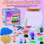 Hannstar Ocean Light Up Terrarium Kit for Kids - Sea Animal Toys with LED Night Light Ocean Animal Birthday Gift for Boys & Girls Ages 4 5 6 7 8-12, Kids Arts & Crafts Kit Easter Ideal Gifts