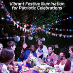 cshare Red White and Blue Solar Fairy Lights, 4th of July Lights Waterproof Outdoor 16.4ft 50LED 8 Modes Memory Function Independence Day Memorial Day Decorations
