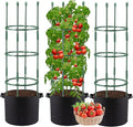 3 Sets Tomato Cages with 10-Gallon Sturdy Grow Bags, 48.5" Planter Support Trellis Pots Kit for Garden, Flowers Vegetable Cages for Cucumbers Eggplants Vertical Climbing Plants Vines