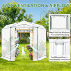 EAGLE PEAK 8.5x8.5 Portable Walk in Greenhouse, Pop Up Indoor Outdoor Greenhouse, Green House Kit with Zippered Roll-Up Doors and Windows, Hexagon Design, PE Cover, Clear/White