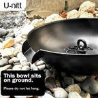 U-nitt 12" Spill Bowl Downspout Catch Basin for Rain Chain Anchoring & Stake | Rainwater Collection for Roof |Gutter Catch Basin | Good for Water Fountain & Birdbath | Black | Handles Heavy Rain