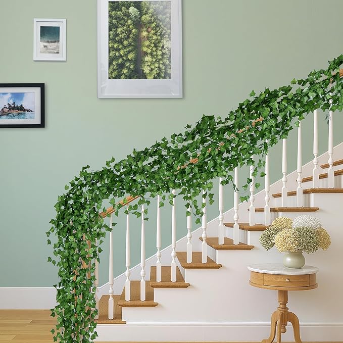 Fake Vines for Room Decor 50 Pack 375 Ft Artificial lvy Greenery Garland Vine Leaves, Leaf Plants Flowers Foliage for Bedroom,Garden Wall.Decor Indoor Outdoor
