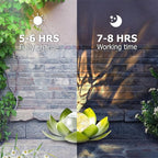 Huaxu Solar Lights Outdoor Garden Decoration Crackle Globe Glass Waterproof LED Metal Green Lotus Flowers Gift for Mom,Women,Patio,Lawn,Walkway,Tabletop,Ground
