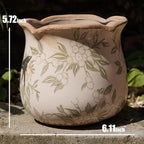 Dosayes Rustic Ceramic Planter, 6 Inch Tuscan Vintage Flower Pot with Drainage, Farmhouse Garden Pot for Indoor Plants, Kitchen & Garden Tuscan Decor, Plant Lover Gift (Light Green)