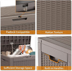 PatioZen 30 Gallon Resin Deck Box, Lockable Patio Outdoor Storage Box for Furniture, Garden Tools and Tools Storage, Waterproof Outside Storage Boxes - Grey