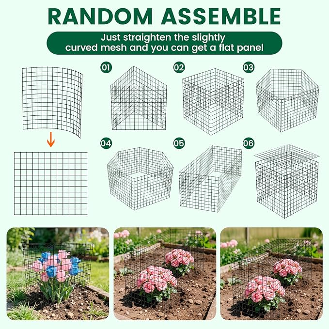 6 Pack Plant Protector from Animals, 14x13.5 Inch Wire Plant Protectors Metal Mesh Plant Cage to Keep Animals Out, Garden Plant Protection Covers for Rabbits Chicken Duck Bunny Barricades