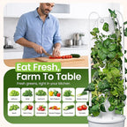 HX Aeroponic Tower | High Capacity Tower | Hydroponics Growing System Kit | Food Grade with 40 Net Pots (with LED Grow Lights)