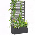 Outsunny Metal Planter Box with Trellis, Raised Garden Bed with Trellis Privacy Screen and Drainage Holes for Climbing Plants, Diamond Lattice Privacy Planter for Garden, Patio, Balcony