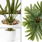 Briful 18'' Tall Artificial Monstera Plant for Home Decor - Indoor Potted Faux Greenery in White Pot for Bathroom Kitchen Decorations