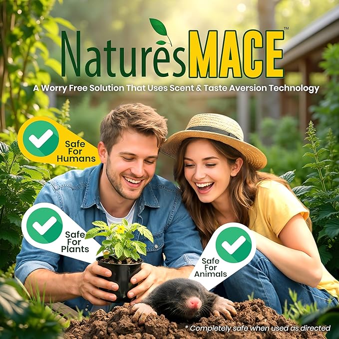 Nature's MACE Mole & Vole MACE – Yard & Garden Granules, Castor Oil Formula, Outdoor Use, Plant & Pet Safe, 160 Fl Oz (Pack of 1)