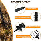 2 in 1 Hand Auger Spiral Drill for Planting, 6 X 42.9inch Post Hole Digger Manual Auger for Fence Posts, Sand, Bulb,Seedlings, Tree, Mail Box, Manual Garden Spiral Hole Digging Drill with Non-Slip.