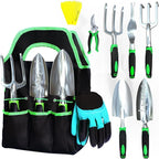 8 PCS Gardening Tools Set with Bag | Heavy-Duty Rust-Proof Hand Tools, Plastic Handles, 15 Plant Tags Included | Garden Tools, Gardening Essentials, Garden Supplies Gift for Men, Women & Gardeners