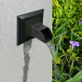 Square 316 Stainless Steel Water Fountain Spout, Outdoor Spillway Scupper with Integrated Spray Baffle, Unique Emitter Water Feature Decor for Patios, Pools, Courtyards, Water Walls(Black)