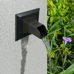 Square 316 Stainless Steel Water Fountain Spout, Outdoor Spillway Scupper with Integrated Spray Baffle, Unique Emitter Water Feature Decor for Patios, Pools, Courtyards, Water Walls(Black)