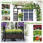 Giantex Planter Boxes with Arch Trellis, 5FT Self-Watering Tall Raised Garden Bed w/Wheels, Hanging Roof & Drainage Holes, Outdoor Indoor Tomato Planter for Climbing Vines Vegetables (61"x16"x64")