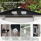 Aoxun 8'x6' Outdoor Storage Shed with Base Galvanized Steel Metal Garden Shed for Patio, Lawn & Garden Brown