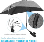 Chair Umbrella with Universal Clamp, 78cm UPF 50+ UV Protection Sun Umbrella, 360° Adjustable Clip-On Shade for Stroller, Beach Chair, Patio, Camping Chair, Wheelchair
