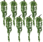 RECUTMS 8Pcs Artificial Succulent Plants Hanging String of Pearls Plant Faux Succulent Draping Greenery Unpotted Succulent Plant Summer Home Office Indoor Outdoor Wedding Graduation Party Decor(Green)