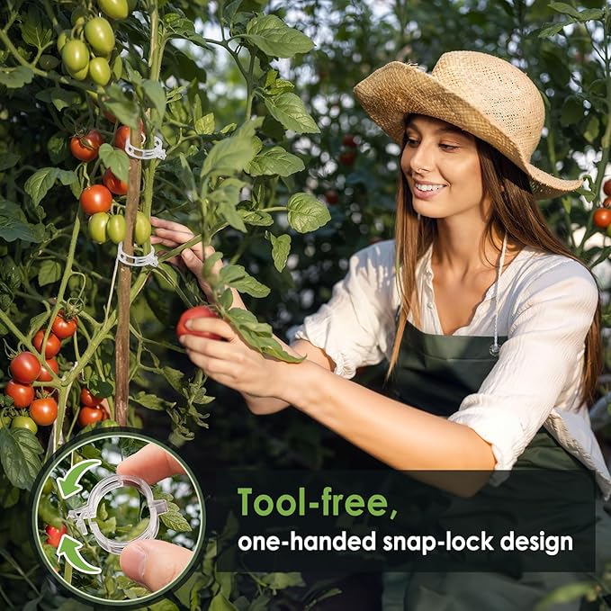 300 PCS Plant Support Clips - Reusable Tomato Clips for Climbing Plants Secured Plastic Garden Trellis Clips Plant Fixing Clips for Tomato Grape Cucumber Vine