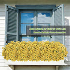 Artificial Flowers Fake Plants for Outdoors Spring Decoration, 13Bundles Silk Realistic UV Resistant Faux Flowers for Outside Planter Porch Yard Patio Garden Home Indoor, Yellow