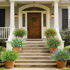 Roberly 24 Bundles Artificial Plants Outdoor, Fake Lavender Flowers UV Resistant Faux Shrubs Plastic Flowers Fake Greenery Plants for Porch Garden Window Box Home Indoor Outdoor Decorations, Mixed