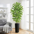 Artificial Yellow Dracaena Tree - 7FT Tall Fake Plants with Black Planter - Artificial Plants Indoor Floor Plant in Pot - Large Tropical Fake Yucca Potted Tree for Home Office Living Room Decor
