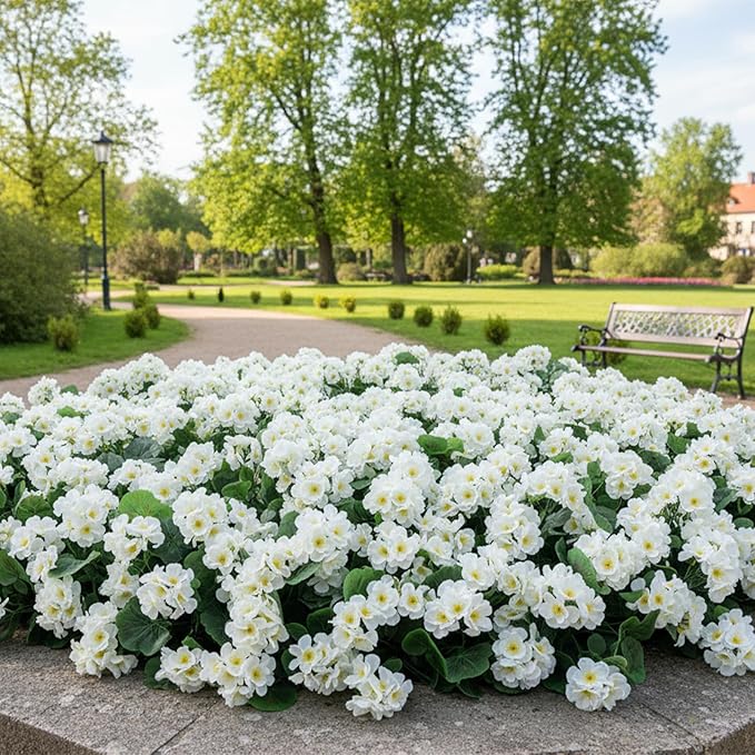 26Pcs Geranium Artificial Flowers for Outdoors Decoration Geranium Silk Flowers Outsides UV Resistant Garden Plants Faux Flower for Front Door Garden Porch Planter Patio Balcony Yard Indoor (White)