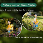 Solar Goose Garden Statue – Outdoor Goose Decor with Solar Light, Resin Solar Garden Statue Waterproof for Porch, Patio, Lawn, Yard – Goose Figurine Gift for Moms, Grandmas, Women Housewarming