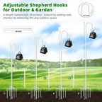 78" White Shepherds Hooks for Outdoor, Bird Feeder Pole with 5 Prong Base, Adjustable Height Shepherds Hook for Hummingbird Feeder, Bird Feeder, Lightweight Plant, Wind Chimes, Lanterns (1 Pack)