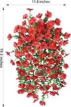 HyeFlora Artificial Hanging Flowers for Outdoors Decoration, 2Pcs Red Fake Spring Summer Decor, Realistic Plants, UV & Fading Resistant Flower for Porch Patio Balcony Planter Yard Home Garland