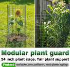8 Pack Extra Tall Plant Protectors from Animals, 12"x24" Wire Garden Cages for Large Plants Shrubs, 2mm Heavy Duty Metal Mesh Guard for Deer Rabbits, Reusable Garden Protection with Stakes
