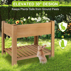 ketive Raised Garden Bed with Legs - Elevated Wooden Planter Box, Durable Fir Wood, Reinforced Frame with Drainage Holes, Liner, and Storage Shelf for Vegetables, Herbs, Flowers, 33.5" x 18" x 30"