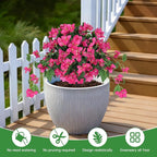 Artificial Bougainvillea Topiary Trees Set of 2, Pink Fake Shrubs Bushes with Ground Spike, Faux Evergreen for Porch Plants, UV Resistant Artificial Flowers for Outdoors Indoor Front Garden