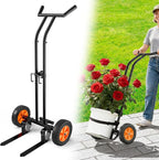Heavy Duty Plant Dolly with Wheels, Adjustable Plant Caddy Pot Mover, No-Bend Rolling Garden Trolley with Suction Cups & Strap for Indoor Outdoor Planters, Black