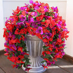 HyeFlora Bougainvillea Artificial Hanging Flowers Plants for Outdoors Decoration, 2pcs Fake Flowers Bougainvillea Vines Realistic UV Resistant Silk Flower for Outside Planter Porch Patio Yard Urn, Mix