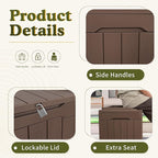 Devoko 31 Gallon Waterproof Outdoor Storage Box Resin Deck Box Lockable and UV Resistant for Patio Furniture,Garden Tools (Brown)