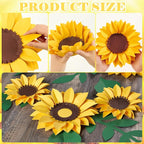 15pcs Sunflower Wall Decor, Paper Flower for Wall with 3D Artificial Flowers Yellow Bulletin Board Decoration Large Paper Flower for Background for Living Room Office Garden Wedding.