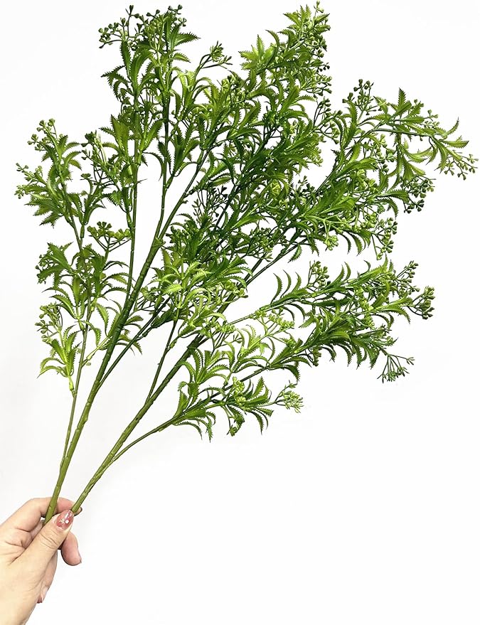 Fake Plants Artificial Plant Simulation Thorn Leaves Shrubs Tall 31 Inch, Faux Persian Flowers Plastic Boston Greenery Bushes Flexible Branches for Indoor Decor Outdoor Wedding Party Decoration 2 Pack