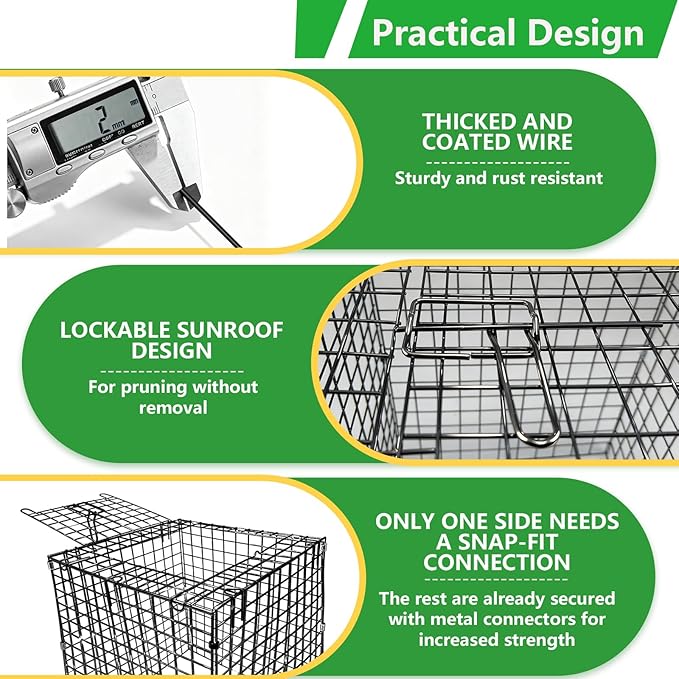 Garden Wire Cloches For Plants Extra Large 13.2" X13.2" X16.7" Rustproof Plant Cages For Outdoor Plants Protectors From Animals With Openable Top Cover & Stakes Plant Cages To Keep Animals Out (4 PCS)