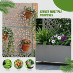 Casaphoria Metal Raised Garden Bed with Trellis and Wheels, 72"x35"x16" Planter Box for Climbing Plants, Vegetables & Vines, Features Drainage Holes and Privacy Screen, Grey-Net