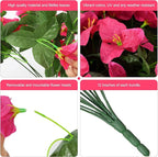 INSPRING Faux Bougainvillea Artificial Flowers for Outdoors Summer Outside Decor, 4 Bundles UV Resistant Realistic Fake Plants Silk Flowers for Porch Patio Window Outdoor Planter Garden Home, Hotpink