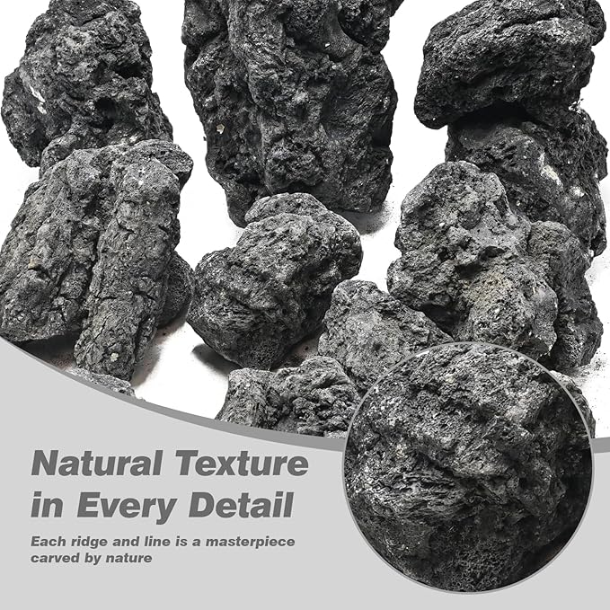Black Lava Rock Aquarium Stones for Aquascape 30lb Natural Volcanic Rocks for Fish Tank,Terrarium,Reptile Habitat, Landscaping Decor(10-12pcs 4-9 inches)