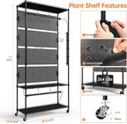 Bstrip Plant Cabinet with Pegboard, 3 Tier Plant Shelf with Grow Light, Metal Plant Stand with 4 Pack 96W Grow Lights for Indoor Plant, Foliage Plants, Seed Starting, 35.4"x13.8"x71"