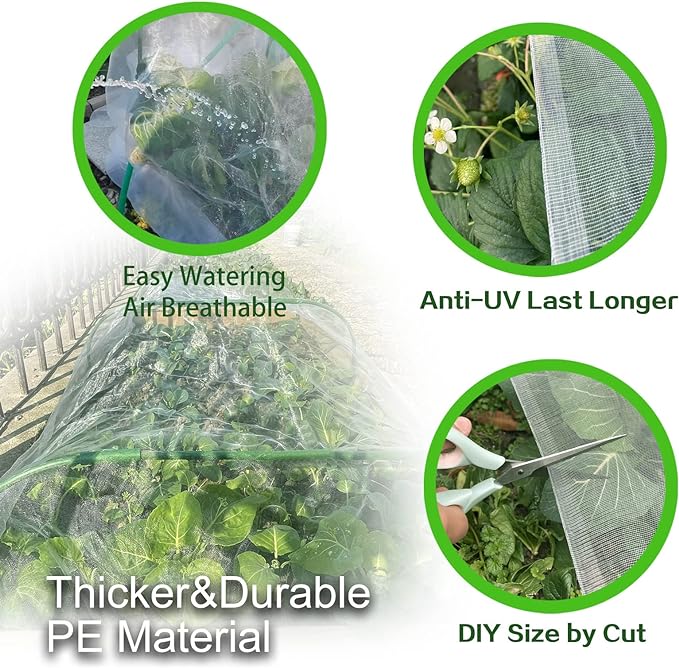 Garden Netting 10'x16', Protection Mesh Netting Plant Cover, Ultra Fine Barrier Nets for Row Covers Greenhouse Raised Bed, Vegetable Fruits Crop Screen Keep Animals Birds Away