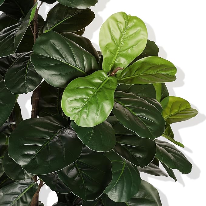 Fiddle Leaf Fig Tree Artificial - 6ft Faux Fiddle Leaf Fig Tree with White Planter - Fig Tree Artificial with Lifelike Leaves for House Office Living Room Indoor Home Decor