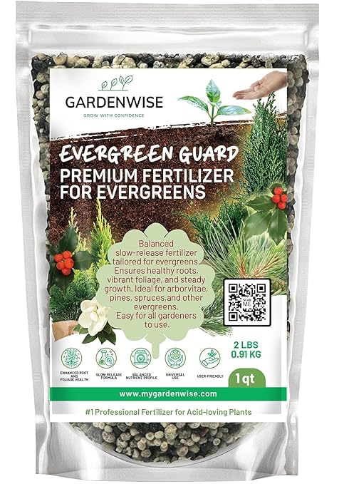 GARDENWISE Evergreen Fertilizer – All-Purpose Granular Plant Food for Outdoor Trees and Shrubs, Azaleas, Magnolias, Pines & Arborvitae – Slow-Release Formula (12 oz)