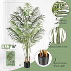 Artificial Palm Tree 6.5ft Tall Fake Palm Tree Indoor Decor with 18 Trunks and Real Bark Design Faux Tropical Areca Palm Silk Floor Plant in Pot for Home Office Living Room Bedroom Decor 1pcs