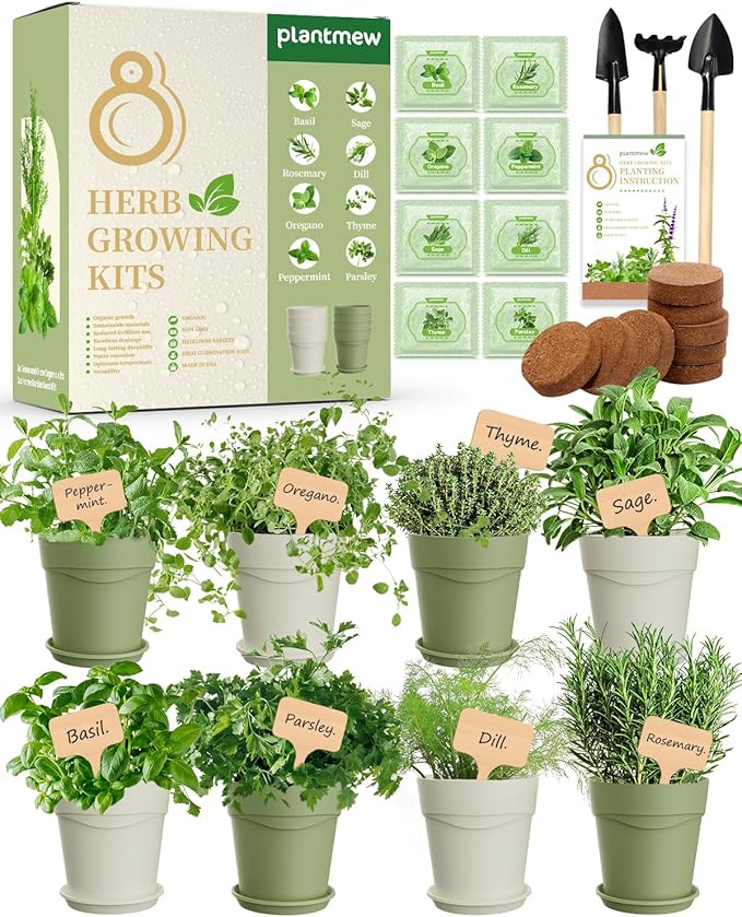 8 Herb Indoor Window Garden Kit – Complete Set with Tools – Unique Gift for Women, Mom, Friend – Birthday, Christmas, Mother's Day – Beginner Gardening Lovers for Kitchen Windowsill